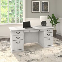 Bush Furniture Saratoga 66W Executive Desk with Drawers, Linen White Oak (EX45766-03K)