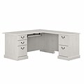 Bush Furniture Saratoga 66W L Shaped Computer Desk with Drawers, Linen White Oak (EX45770-03K)