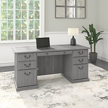 Bush Furniture Saratoga 66W Executive Desk with Drawers, Modern Gray (EX45866-03K)
