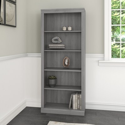 Bush Furniture Saratoga 72"H 5-Shelf Bookcase with Adjustable Shelves, Modern Gray Laminate (W1655C-03)