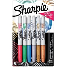 Sharpie Permanent Markers, Fine Tip, Assorted Metallic, 6/Pack (2029678)