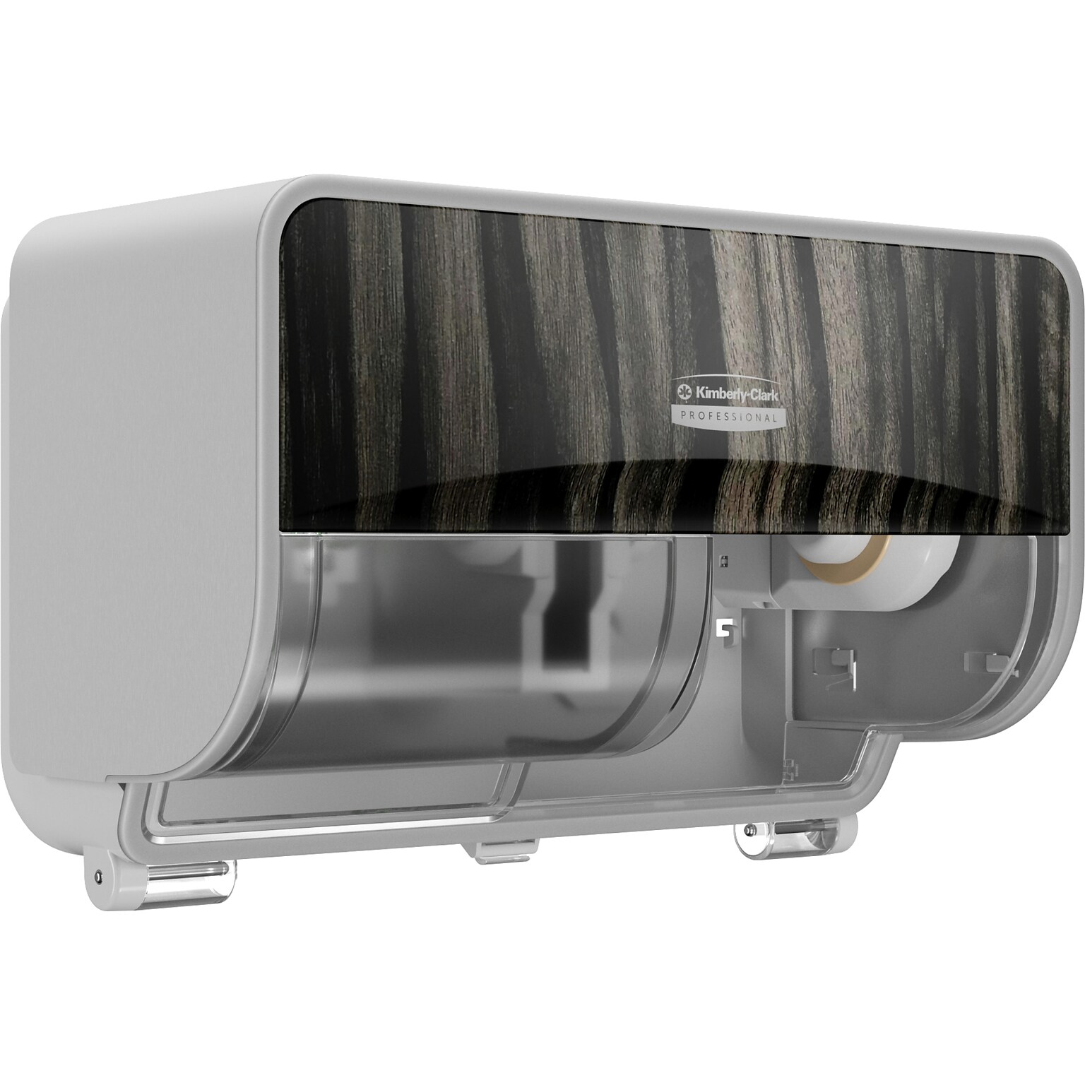 Kimberly-Clark Professional ICON Coreless 2-Roll Horizontal Toilet Paper Dispenser with Faceplate, Ebony Wood Grain (58752)