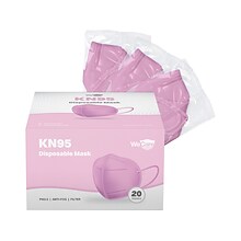 WeCare Disposable KN95 Face Mask, Adult, Pink, 20/Pack (WCKN109)