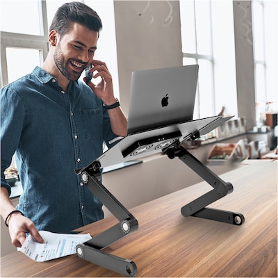 Mount-It! Adjustable Laptop Stand with Cooling Fans and Mouse Pad (MI-7211)