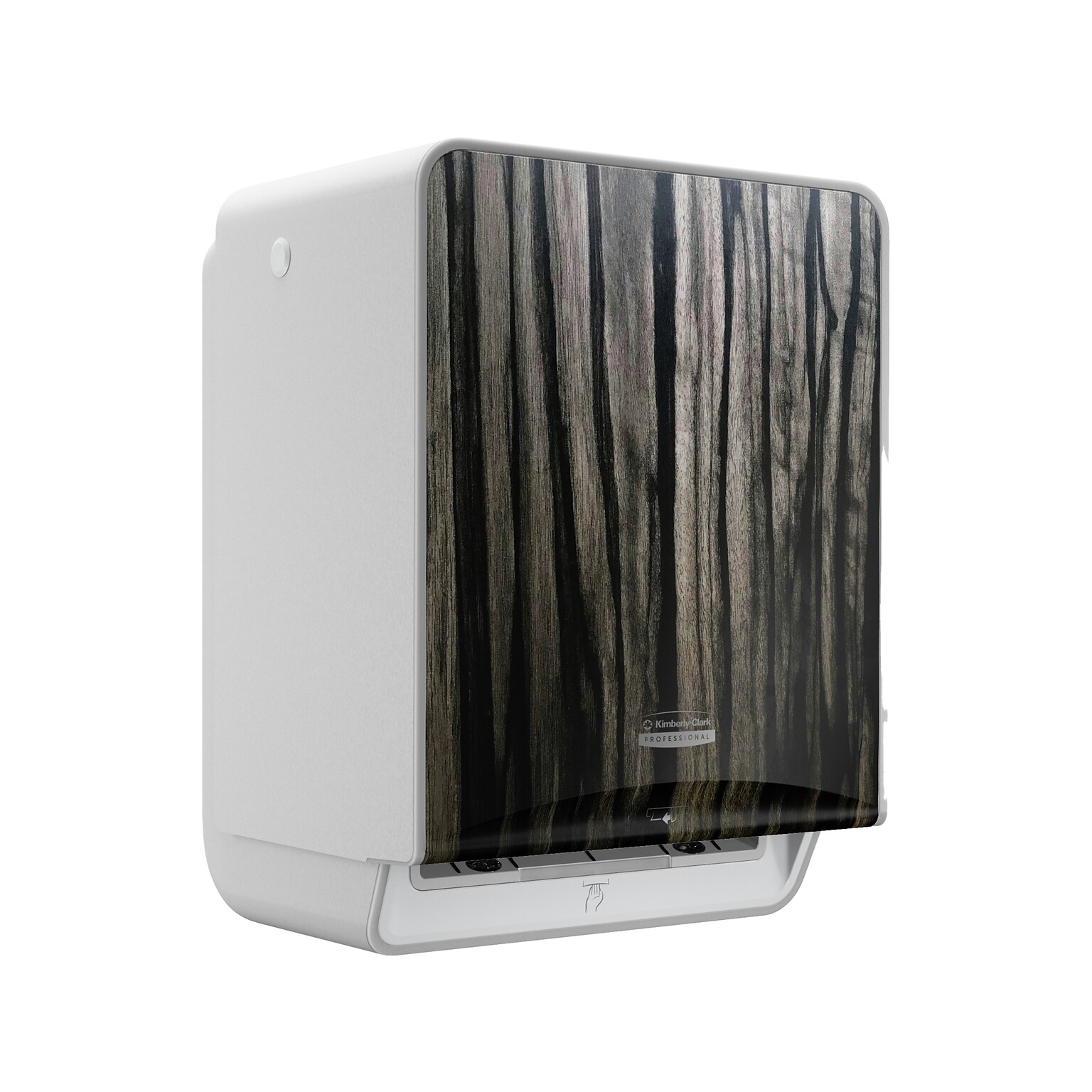 Kimberly-Clark Professional ICON Automatic Roll Towel Dispenser with Faceplate, Brushed Gray/Ebony Wood Grain (58750)