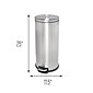 Honey-Can-Do Steel Indoor Round Step Can Trash Can with Hinged Lid, 7.92 Gallon, Silver (TRS-09074)