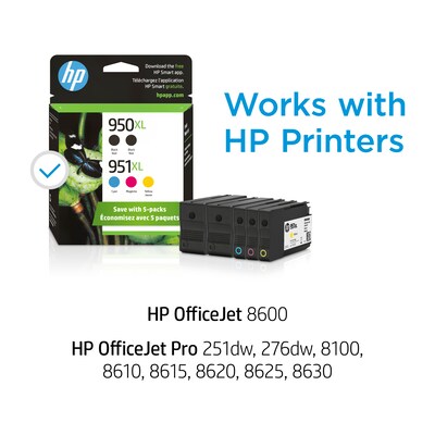 HP 950XL/951XL Black/Cyan/Magenta/Yellow High Yield Ink Cartridge, 5/Pack (F6V12FN#140)