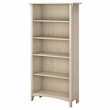 Bush Furniture Salinas 63H 5-Shelf Bookcase with Adjustable Shelves, Antique White (SAB132AW-03)