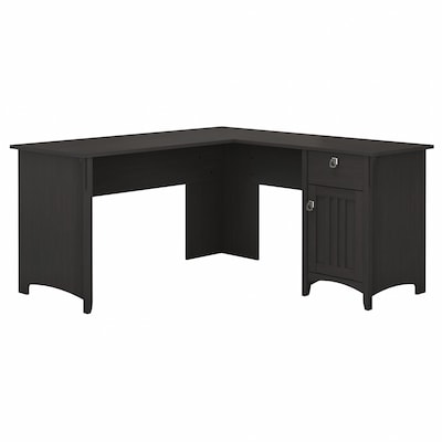 Bush Furniture Salinas 60W L Shaped Desk with Storage, Vintage Black (SAD160VB-03)