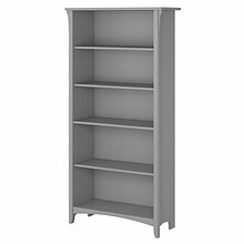 Bush Furniture Salinas 63H 5-Shelf Bookcase with Adjustable Shelves, Cape Cod Gray Laminated Wood (