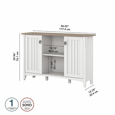 Bush Furniture Salinas 29.96" Accent Storage Cabinet with 3 Shelves, Shiplap Gray/Pure White (SAS147G2W-03)