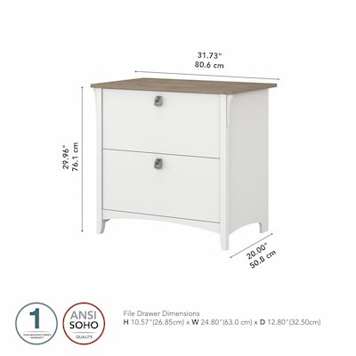 Bush Furniture Salinas 2-Drawer Lateral File Cabinet, Letter/Legal, Shiplap Gray/Pure White, 31.73" (SAF132G2W-03)