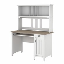 Bush Furniture Salinas 48W Small Computer Desk with Hutch, Shiplap Gray/Pure White (MY72808-03)