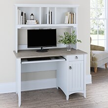 Bush Furniture Salinas 48W Small Computer Desk with Hutch, Shiplap Gray/Pure White (MY72808-03)