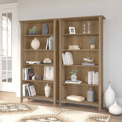 Bush Furniture Salinas 63H 5-Shelf Tall Bookcase, Reclaimed Pine, 2/Set (SAL036RCP)