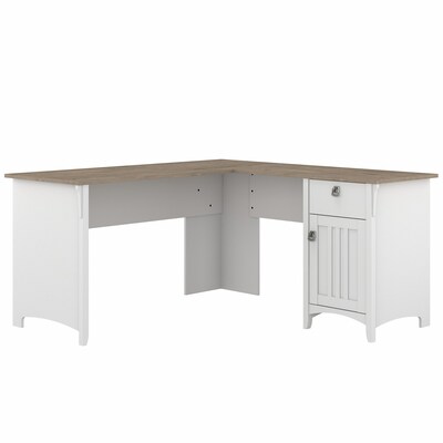 Bush Furniture Salinas 60 L-Shaped Desk, Shiplap Gray/Pure White (SAD160G2W-03)