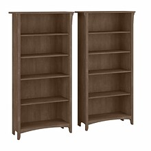 Bush Furniture Salinas 5-Shelf 63H Tall Bookcase, Ash Brown, 2/Set (SAL036ABR)