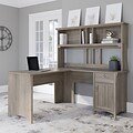 Bush Furniture Salinas 60W L Shaped Desk with Hutch, Driftwood Gray (SAL004DG)