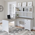 Bush Furniture Salinas 60W L Shaped Desk with Hutch, Shiplap Gray/Pure White (SAL004G2W)