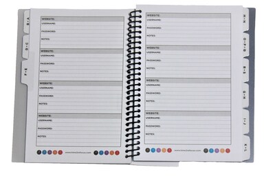 RE-FOCUS THE CREATIVE OFFICE 5.5 x 7 Small Password Keeper Book, White/Purple (11002)