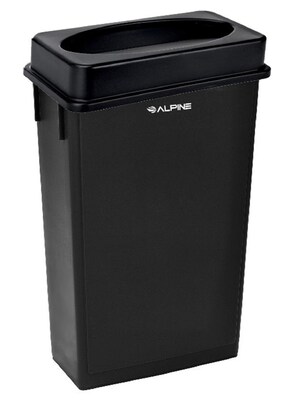 Alpine Industries Trash Can with Two Fold Drop Slot Lid, 23 Gallon, Black (477-BLK-PKG2)