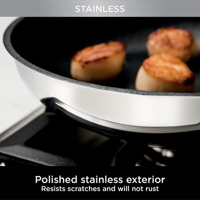 Ninja Foodi NeverStick Cookware Stainless-Steel 8", 10.25" Frying Pan, Silver (C62000)