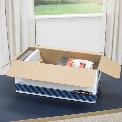 Bankers Box Stor/File™ Medium-Duty FastFold File Storage Boxes, String & Button, Letter Size, White/Blue, 20/Carton (0070409)