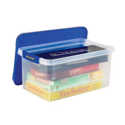 Bankers Box Heavy-Duty Latch Lid Plastic File Box, Letter Size, Blue/Clear, Each (86101)