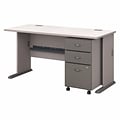 Bush Business Furniture Cubix 60W Desk with Mobile File Cabinet, Pewter (SRA003PESU)