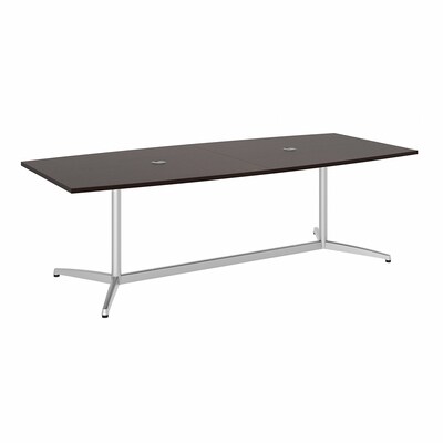 Bush Business Furniture 96L x 42W Boat Top Conference Table with Metal Base, Mocha Cherry