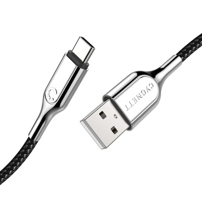 Cygnett Charge and Sync Cable, Armored 2.0 USB-C to USB-A Cable, 3', Black (CY2681PCUSA)