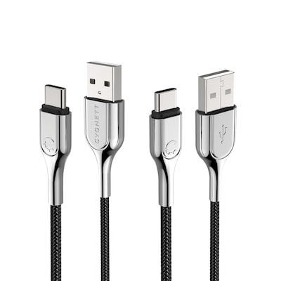 Cygnett Armored 2.0 USB-C to USB-A Charge and Sync Cable, 6', Black (CY2682PCUSA)