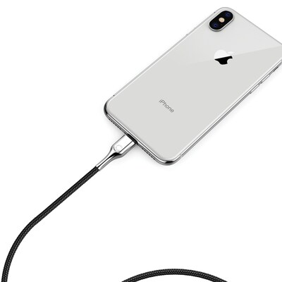 Cygnett Armored Lightning to USB-C Charge and Sync Cable, 3', Black (CY2799PCCCL)
