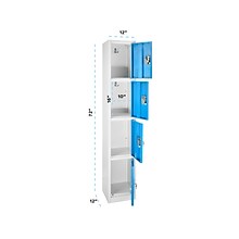 AdirOffice 72 4-Tier Key Lock Blue Steel Storage Locker, 4/Pack (629-204-BLU-4PK)