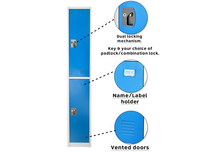 AdirOffice 72'' 2-Tier Key Lock Blue Steel Storage Locker, 4/Pack (629-202-BLU-4PK)