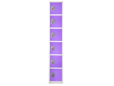 AdirOffice 72'' 6-Tier Key Lock Purple Steel Storage Locker, 4/Pack (629-206-PUR-4PK)