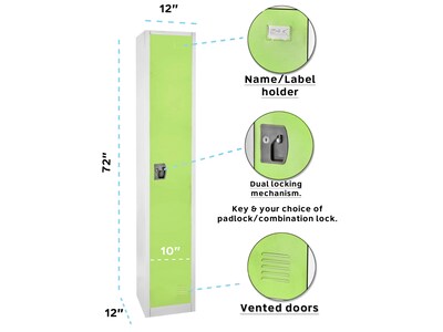 AdirOffice 72'' Single Tier Key Lock Green Steel Storage Locker, 4/Pack (629-201-GRN-4PK)