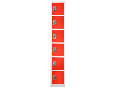 AdirOffice 72'' 6-Tier Key Lock Red Steel Storage Locker, 4/Pack (629-206-RED-4PK)