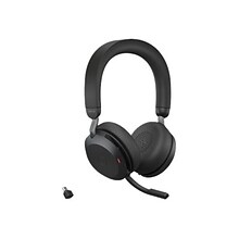 Jabra Evolve2 75 Active Noise Canceling Bluetooth Stereo On Ear Mobile Headset, USB-C, Black (27599-