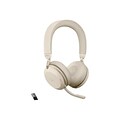 Jabra Evolve2 75 Active Noise Canceling Bluetooth Stereo On Ear Mobile Headset, USB-A, Beige (27599-