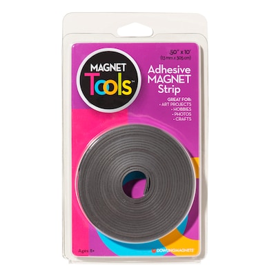 Dowling Magnets® Magnet Strip Roll With Adhesive, 1/2" x 10', 6 Rolls/Bundle (DO-735003)