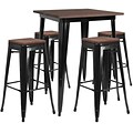 Flash Furniture Metal/Wood Restaurant Bar Table Set, 42H, Black (CHWDTBCH20)