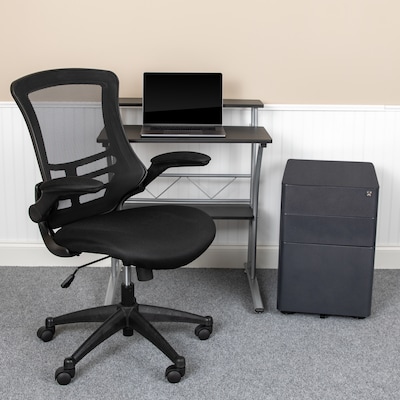 Flash Furniture 28" Desk Office Bundle Set, Black (BLNCLIFCHPX5BK)