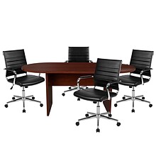 Flash Furniture 72 Oval 5-Piece Conference Table Set, Mahogany (BLN6GCMHG595MBK)