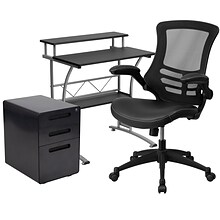 Flash Furniture 28 Desk Office Bundle Set, Black (BLNCLIFAPX5LBK)