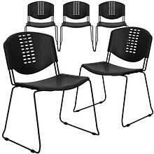Flash Furniture HERCULES Series Plastic Stack Chair, Black, 5 Pack (5RUTNF02BK)