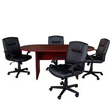 Flash Furniture 72 Oval 5-Piece Conference Table Set, Mahogany (BLN6GCMHGX000BK)