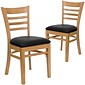Flash Furniture Hercules Traditional Vinyl & Wood Ladder Back Restaurant Dining Chair, Natural/Black, 2/Pack (2XUW05NATBKV)