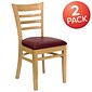 Flash Furniture Hercules Traditional Vinyl & Wood Ladder Back Restaurant Dining Chair, Natural/Burgundy, 2/Pack (2XUW05NATBRV)