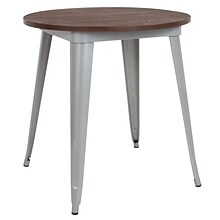 Flash Furniture Metal/Wood Restaurant Dining Table, 30.5H, Silver (CH5109029M1SIL)